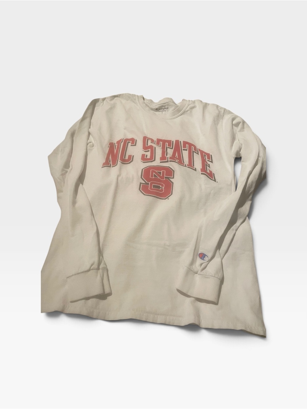 Champion NC State Long Sleeve Tee in white with Red Print size small